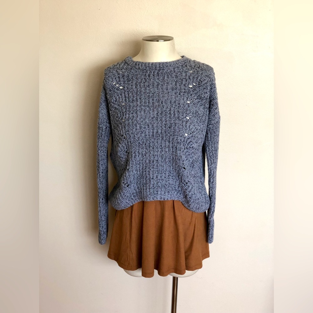 GAP Blue Marled Cable Knit Sweater